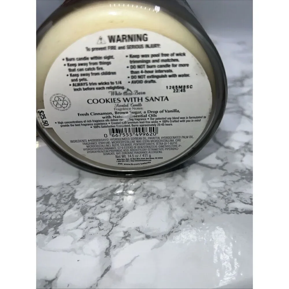BATH & BODY WORKS Cookies With Santa LUMINARY 3-Wick Candle 45 Hour-NEW! - Picture 2 of 4